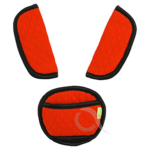 BELTS PADS SHOULDER STRAP & CROTCH cover UNIVERSAL Fits most buggy, stroller, car seat (jp red)