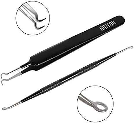 Blackhead Remover Tool, AMTOK Acne Comedone Extractor Pimple Spots Popper Blemish Whitehead Removal Kit Set of 2 PCS Face Nose Skin Care Treatment