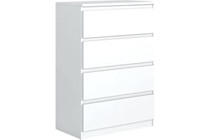 meble masztalerz Komoda Biała 70 cm Matowa z 4 szufladami - 70x102x39 cm - Komoda do salonu, sypialni - Szafka z szufladami - Komoda z szufladami