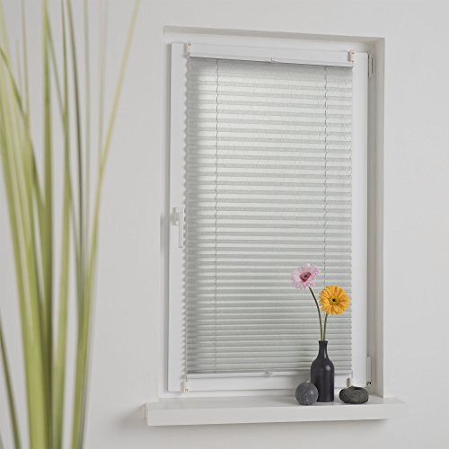 DECOLIA Klemmfix-Plissee verspannt mit Klemmträger, ohne Bohren/Schrauben,“Crush-Struktur“, blickdicht, Breite/Höhe: 80 x 130 cm, Farbe: grau - 3