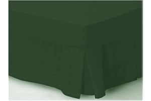 HENDEM. Hendem 180 THREAD Percale 25cm Deep Box PLEATED Fitted Valance Sheets Polycotton Bed Linen 40cm Long Frill (Double, Dark Green)