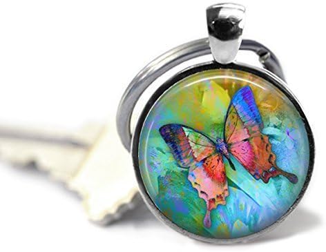Butterfly Key Chain - Nature Lover - Butterfly Keychain - Altered Art - Butterfly Pendant - Nature Key Chai