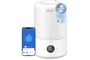 LEVOIT Humidificador Inteligente de Niebla Fría para Habitación y Bebé con Sensor, Control por APP y Voz, Difusor Aceites Esenciales, Temporizador a Cuarto,＜28dB, 3L Top-Fill, Blanco