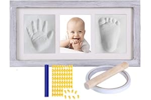 AQSACOKIYA Kit pour Empreinte Main, Kit pour Empreintes Bébé, Kit Empreinte Pieds et Mains Nouveau-Né, Cadre photo pour empreinte de main de bébé et photographie | avec des paquets de plâtre