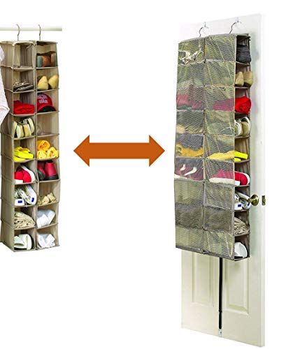 Zapatero colgante con 18 compartimentos (lona Oxford 600 D, medidas: 34 x 138 x 30 cm o 60 x 138 x 17 cm) - por Brilliant Feet