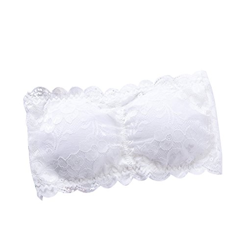 Preisvergleich Produktbild Tinksky Damen-Spitze-Bandeau-Rohr-Büstenhalt... Futter-Schlauch-Ernte trägerloses nahtloses Stretchy Bandeau-Oberseite (weiß)