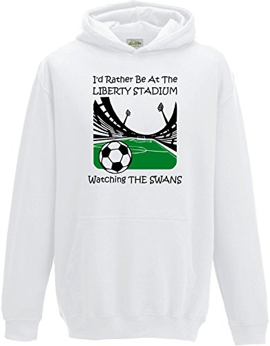 Hat-Trick Designs Swansea City Football Baby/Kids/Childrens Hoodie Sweatshirt-12-13Yrs-White-I'D Rather Be-Unisex Gift