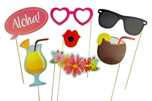Homankit 21 Stück Flamingo Hawaii Foto Requisiten Foto Accessoires für Sommer Strand Urlaub Geburtstag Hochzeit Party - 3