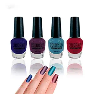 Color Gel Nail Polish Set of 4 Pcs 11ml Each Long Lasting & Quick Dry-Grape Black, Sea Green, Cherry Red, Ink Blue