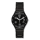 Swatch Herren-Armbanduhr XL Classic Only Black Analog Quarz Aluminium YGB4008AG