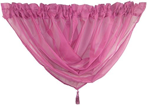 Cerise Pink Voile Tasselled Swag SWAGS Curtain Drape 22X18" 56X45CM