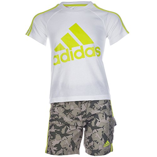 Boys adidas Baby Boys Beach T-Shirt And Short Set in White - 9-12m