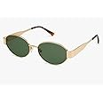 Roshfort Retro Oval Sunglasses for Women & Men | Trendy Metal Sun Glasses Classic Shades | UV400 Protection D2