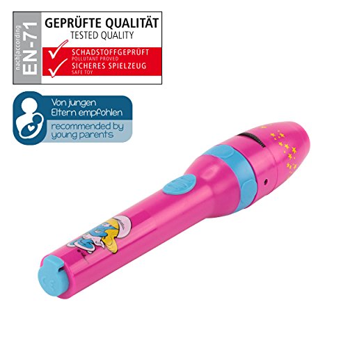 DIE SCHLÜMPFE Kinder-Taschenlampe / Projektionslampe Projektionsleuchte Mädchen pink – Lampe mit Projektor for girls – bestätigte Kindersicherheit von ANSMANN - 2