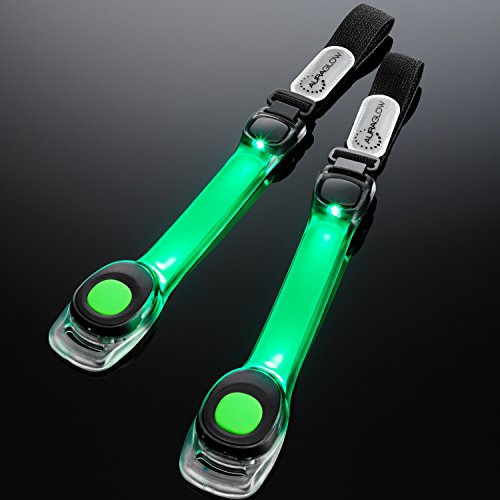 Auraglow Lumières Super Brillantes LED Haute Visibilité Brassard Réfléchissant Bracelet De Course Bracelet De Sécurité - Double Pack - 2ème Génération
