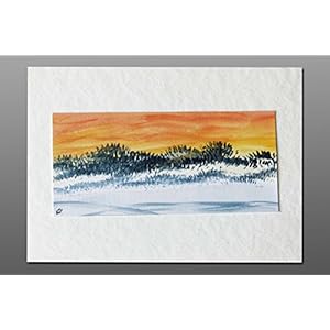 Postkarte + Briefumschlag / Landschaft No 9 / Unikat / Aquarellkarte