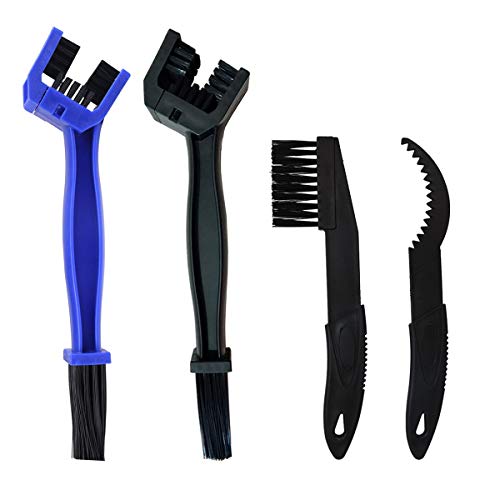 B4U Kit d'outils 4 en 1 de brosses pour Nettoyage de chaînes de vélo et Moto - Ensemble de brosses, chaînes et racloir pour pignons