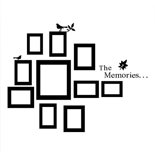 Preisvergleich Produktbild KiKa Monkey® PVC Schwarz Bilderrahmen Wandaufkleber Speicher Vinyl Abnehmbare Wandtattoos Rahmen Deko für Wohnzimmer