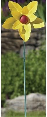 Painted Flower Yellow Spinner Stake Lrg