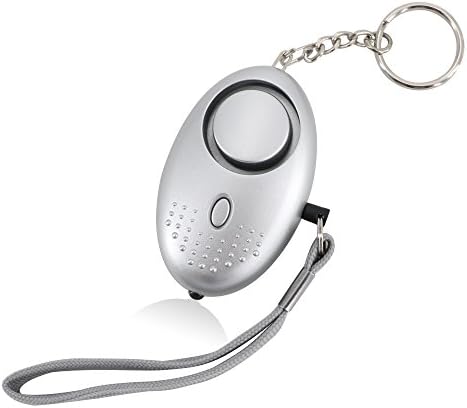 Personal Alarm 120-140DB Emergency Alarm Keychain Anti-theft Alarm with Batteries Self Defense Devices with LED Light for Women Elderly and Kids Security Alarm (1 Pcs, Silver)
