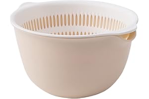 Youka Cestello di Scarico per Scolapasta da Cucina, Set di Ciotole per Scolapasta 2-in-1, Plastica PP Senza BPA Doppio Strato Staccabile per Lavare Verdure e Frutta