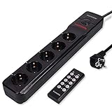 MANDO A DISTANCIA: Obtendrás una tira con cinco enchufes de conexión por radio, con protección de sobrecarga integrada y un cable con una longitud de 2 M. Se incluye el control remoto y un manual.