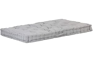 vidaXL Coussin de Plancher de Palette Coussin de Canapé Coussin de Siège Extérieur Jardin Terrasse Confortable Doux Coton 120x40x7 cm Gris