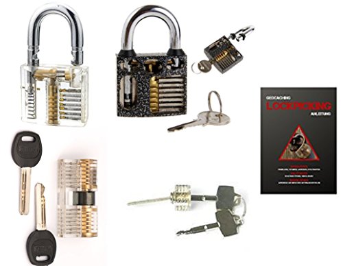 Preisvergleich Produktbild Lock Picking Übungsschlosser 4 Stück !! Lockpicking Anleitung / Handbuch Sonderpreis !! Übungsschloss Haustüre und Bügelschloss Dietrich Lockpicking Lock picking, Locksmith