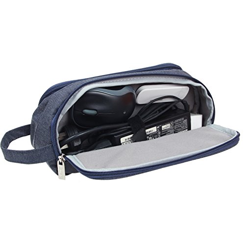 Damero Universale Organiser Tasche mit Doppelschicht Tragtasche für Reise zum Ladegrät/Eletronisches Zubehör für Reiseorganisator (Groß, Dunkelblau) - 5