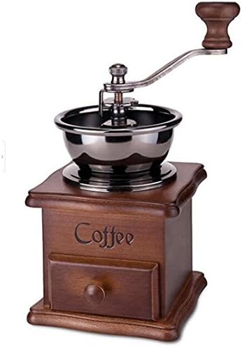 XIAOMEIXI Manual Hand Coffee Grinder With Adjustable Conical Burr Wooden Drawer Coffee Bean Vintage Style