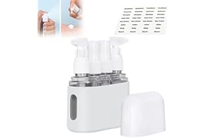 BEHOUND Mini Shampoo Dispenser Portable Travel Bottle Set, Mini Travel Shampoo and Conditioner Dispenser, Travel Containers with Labels for Toiletries, Travel Bottles for Toiletries (4 in 1,Grey)