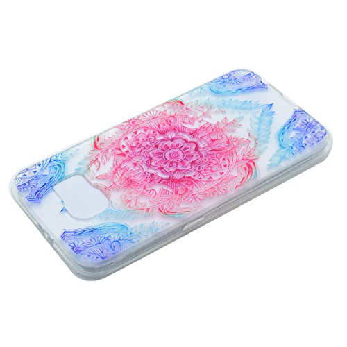 Galaxy S6 Hülle,Handyülle für Samsung Galaxy S6 Silikon Hülle Kratzfeste Scratch-Resistant,Leeook Hülle TPU Case Schutzhülle Silikon Crystal Kirstall Clear Case Durchsichtig Schön Blau Rot Blume Malerei Muster Transparent Weichem Silikon Schutzhülle Handy Gürtel Tasche Schutzhülle Hülle Case Cover Abdeckung Etui TPU Bumper Schale für Samsung Galaxy S6 + 1 x Schwarz Eingabestift-Blue Red Flower - 3
