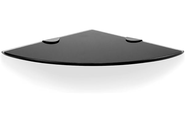 QWORK® Badrum duschhörnhylla 24 x 24 cm med 6 mm tjockt härdat svart glas och kromat metallstöd