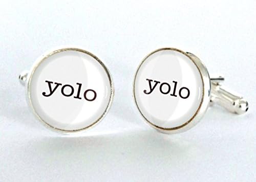 Yolo You Only Live Once Cufflinks - White Background - Blackbird Studio