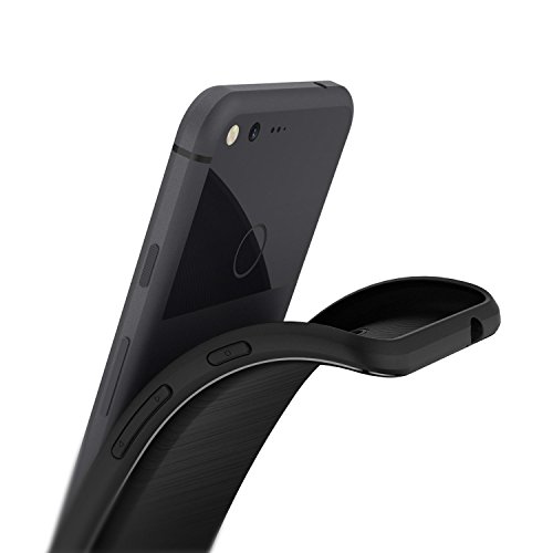 Google Pixel XL Hülle, Caseology [Vault Serie] Schlanke, Gelaserte, Robuste, Moderner Ästhetik / Haltbares TPU Aufprallschutz und spürbare Textur für [Google Pixel XL] – [Schwarz] - 2