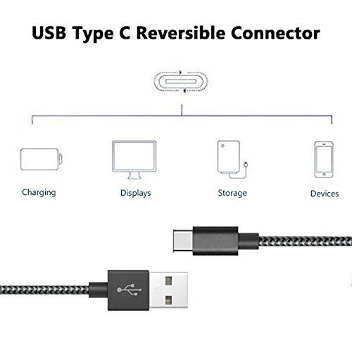 USB Type C Ladekabel, TUOYA Nylon Kabel USB C auf USB 3.0 Datenkabel für Samsung Galaxy S8 / S8 Plus, LG G5, OnePlus 3, HTC 10, Huawei P9/ P9 Plus (2 pack-3m) - 3