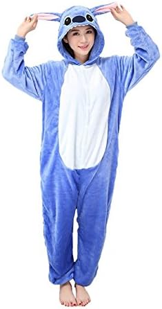 Mcdslrgo Unisex Adult Animal Cosplay Sleepwear Festival Homewear Animal Pajamas (M, Blue Stitch)