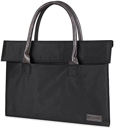 AMNIE Laptop Sleeve, Shoulder Briefcase with PU Leather Handle &amp; Extra Storage Space for 15, 15.4, 15.6 Inches Macbook Pro, Notebook Computer, Ultrabook - Black