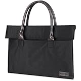AMNIE Laptop Sleeve, Shoulder Briefcase with PU Leather Handle &amp; Extra Storage Space for 15, 15.4, 15.6 Inches Macbook Pro, Notebook Computer, Ultrabook - Black