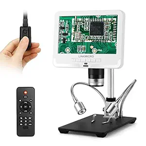 Linkmicro White Digital Microscope 7 Inches LCD Screen 1080P 200X Digital Magnifier with Metal Stand for Circuit Board Repair Soldering Watches DIY Tools