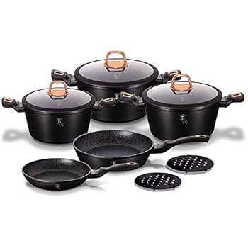 Herzog Aluguss Kochtopf 10.TLG Set Topf | Kochtopfset Mit