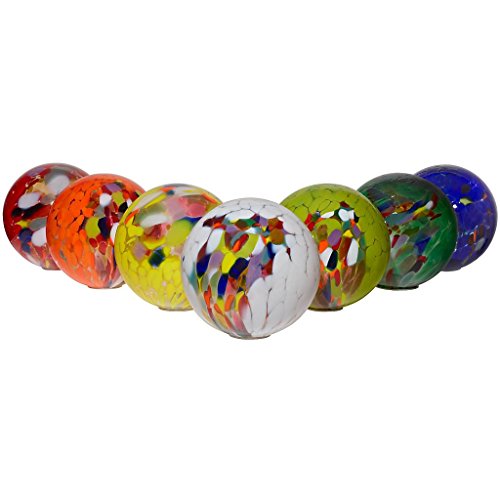 Gartenkugel, Rosenkugel, Dekokugel „POINT“ multicolor, Ø 13 cm, mundgeblasen und handgeformtes Glas Unikat (ART GLASS powered by CRISTALICA) - 6