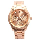 good01 Exquisite Armbanduhr, modisch, für Damen und Herren, glänzende Textur, wasserdicht, Leuchtend, analog, Quarz-Armbanduhr, Rose Gold