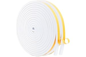 WochiTV Foam Tape Weather Stripping 10mm(W) x 6mm(T) White, Insulation Soundproofing Strips Tape Gasket Seal for Doors and Window Jamb, Sliding door Frame, Total 8m (2 Rolls, 4M Long Each)