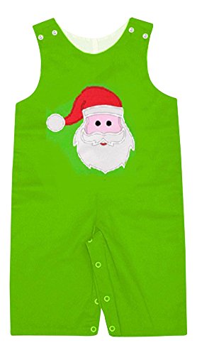 Baby Boys "Santa" Applique Green Corduroy 12 Months Dungarees. Fully lined