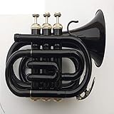 Black Bb trompeta profesional MPT-BK trompeta de bolsillo de latón lacado BB, trompeta profesional negra BB, instrumentos musicales de campana de latón