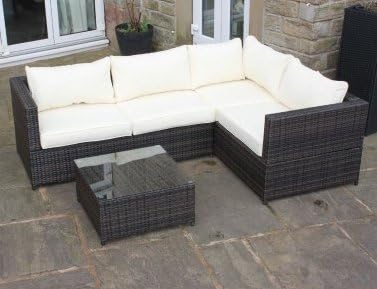 Brown Rattan 4 Seat Corner Sofa Set Garden Patio Furniture 236