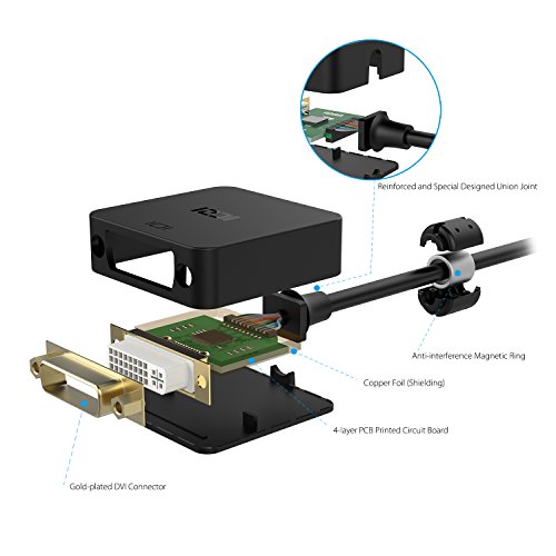 ICZI Mini DisplayPort auf DVI Adapter mit anti-interference magnetischer ring, vergoldet, 1080P, Konverter Male zu Female für Macbook, Chromebook Pixel, Surfacebook und Mehr - 5