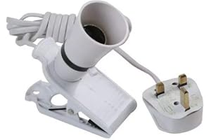PRO ELEC PEL00523 Clip-On BC Lamp Holder with 2m Mains Lead White