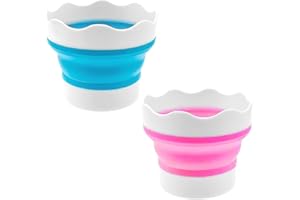 XPEX 2 Pezzi Scodellini Per Tavolozza Tazza D'Acqua, Tavolozza Per Dipingere Pieghevole Tazza, Bicchiere Portatile, Bicchiere Pieghevole Da Viaggio, Blu/Rosa